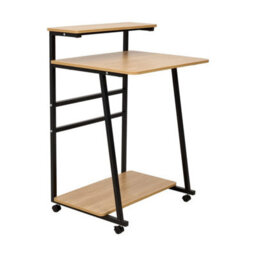 3 Tier Rolling Computer Desk Metal Frame Laptop Table Home Office Workstation - thumbnail 3