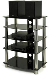 Centurion Supports Galago 5-Shelf Premium Black Glass With Silver Legs Av Rack - thumbnail 3