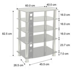 Centurion Supports Galago 5-Shelf Premium Black Glass With Silver Legs Av Rack - thumbnail 7
