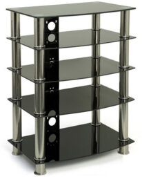 Centurion Supports Galago 5-Shelf Premium Black Glass With Silver Legs Av Rack - thumbnail 4