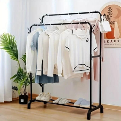 Heavy Duty Double Clothes Rail Hanging Rack Garment Didescription Large Capacity Storage: Length 110X44 Widthx150 Height 18mm/16M - image 1