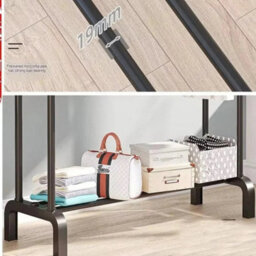 Heavy Duty Double Clothes Rail Hanging Rack Garment Didescription Large Capacity Storage: Length 110X44 Widthx150 Height  18mm/16M - thumbnail 3