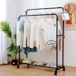 Heavy Duty Double Clothes Rail Hanging Rack Garment Didescription Large Capacity Storage: Length 110X44 Widthx150 Height  18mm/16M - thumbnail 1
