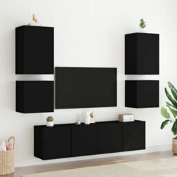 Berkfield Tv Wall Cabinets 2 Pcs Black 40.5X30X40 Cm Engineered Wood - thumbnail 4