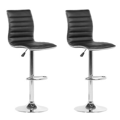 Beliani Set Of 2 Bar Chairs Lucerne Faux Leather Swivel Black - image 1