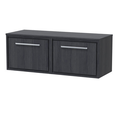 Hudson Reed Wall Hung 1-Drawer Vanity, Worktop & Handle, Graphite Grey Woodgrain, 605X460X449mm - image 1