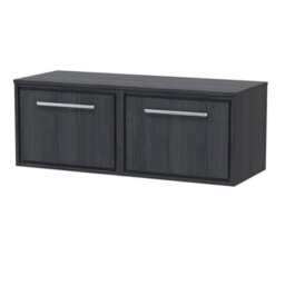 Hudson Reed Wall Hung 1-Drawer Vanity, Worktop & Handle, Graphite Grey Woodgrain, 605X460X449mm - thumbnail 2