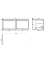 Hudson Reed Wall Hung 1-Drawer Vanity, Worktop & Handle, Graphite Grey Woodgrain, 605X460X449mm - thumbnail 4
