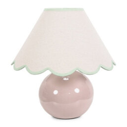 Valuelights Bosco Stone Natural Ceramic Table Lamp With Green Trim Scallop Shade - thumbnail 2