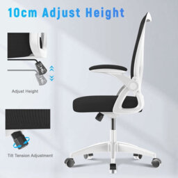 Onemill Swivel Computer Chair Home Office Chair With Flip Up Armrests,breathable Mesh(Black-White) - thumbnail 6