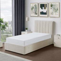 Evelynne Fabric 90Cm Single Ottoman Bed Frame With Storage - Beige - thumbnail 2