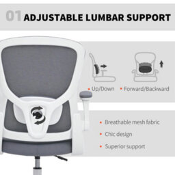 Homcom Ergonomic Mesh Tall Office Chair, 360 Degree Swivel Task Stool, Grey - thumbnail 4