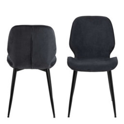 Wyld Haus Set Of 4 Larkwood Anthracite Corduroy Dining Chairs With Matt Black Legs - thumbnail 3