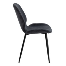 Wyld Haus Set Of 4 Larkwood Anthracite Corduroy Dining Chairs With Matt Black Legs - thumbnail 4