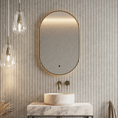 FNX Bathrooms Tablet Mirror Brushed Brass 500X800 Wall Mounted Led Bathroom Mirror - image 1