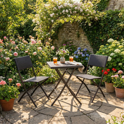 Aspect Furniture Ivy Folding Garden Balcony 3 Pieces Rattan Bistro Set ,brown - image 1