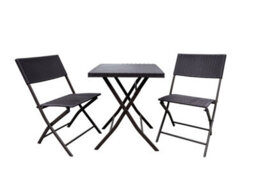 Aspect Furniture Ivy Folding Garden Balcony 3 Pieces Rattan Bistro Set ,brown - thumbnail 2