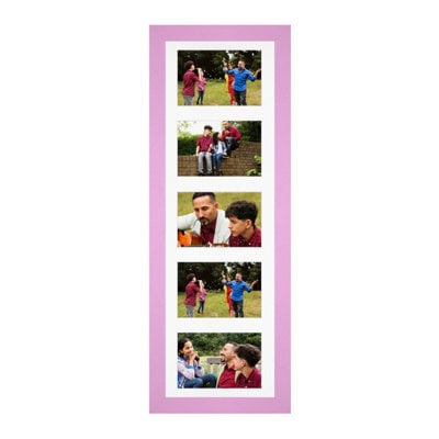 AK Frames 26X8 Pastel Pink Sleek Multi Photo Frame With White Mount - Holds 5 Apertures (5X) 6X4 Photos - image 1