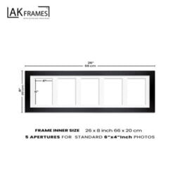 AK Frames 26X8 Pastel Pink Sleek Multi Photo Frame With White Mount - Holds 5 Apertures (5X) 6X4 Photos - thumbnail 4