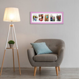 AK Frames 26X8 Pastel Pink Sleek Multi Photo Frame With White Mount - Holds 5 Apertures (5X) 6X4 Photos - thumbnail 3
