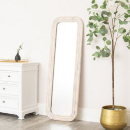 Melody Maison Light Wooden Arched Tall Wall & Leaner Mirror - 142Cm X 47Cm - thumbnail 1