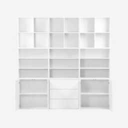 Sweeek - Bookshelf Kit White Wood Decor    9 Elements 100% Modular L 210 X W 35 X H 210 Cm    Kompo - thumbnail 4