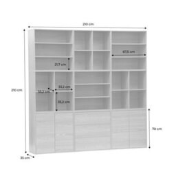 Sweeek - Bookshelf Kit White Wood Decor    9 Elements 100% Modular L 210 X W 35 X H 210 Cm    Kompo - thumbnail 6