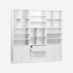 Sweeek - Bookshelf Kit White Wood Decor    9 Elements 100% Modular L 210 X W 35 X H 210 Cm    Kompo - thumbnail 2