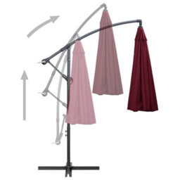 Berkfield Durable Hanging Parasol Burgundy 3 M Aluminium Pole - thumbnail 4