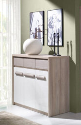 Arte Roma 12 Sideboard Cabinet In Elm, White Gloss & Grey Matt - W1350mm H1040mm D430mm, Stylish And Durable - thumbnail 1