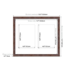 12X10 Inch 2 Opening Photo Collage Frame, Display Two 7X5 Inch Photos, Multi Aperture Family Picture Frame, Walnut - thumbnail 4