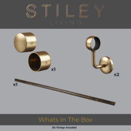 Stiley Living Solid Ebony Stair Handrail Kit, Internal Wooden Banister Rail, Wall Mounted With Brackets & Fixings, Easy Fit, 1.2M - thumbnail 3