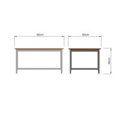Grey Coffee Table Oak Veneer Top With Storage Shelf Living Room Unit - thumbnail 2