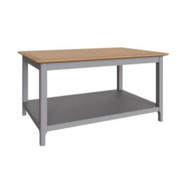 Grey Coffee Table Oak Veneer Top With Storage Shelf Living Room Unit - thumbnail 4