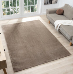 Comfy Washable Low Pile Living Room Area Rug - Anti-Slip Felt Backing Beige 120Cm X 160Cm - thumbnail 1