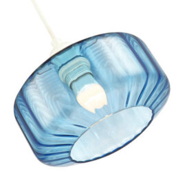 Happy Homewares Modern Midnight Blue Ribbed Glass Non Electric Pendant Shade With Flat Style - thumbnail 2