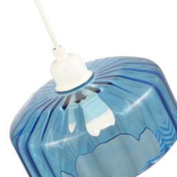 Happy Homewares Modern Midnight Blue Ribbed Glass Non Electric Pendant Shade With Flat Style - thumbnail 3