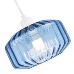Happy Homewares Modern Midnight Blue Ribbed Glass Non Electric Pendant Shade With Flat Style - thumbnail 4