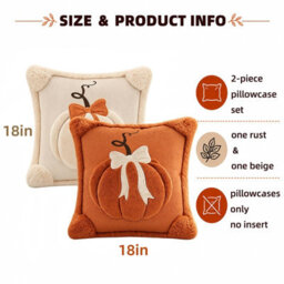 Amorly 2Pack 45Cm Embroidered Pumpkin Cushion Covers,soft Fluffy Faux Fur Pillowcases,no Pillow Inserts,autumn Halloween Indoor Decor - thumbnail 3