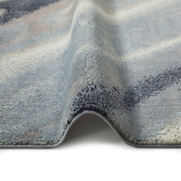 Ivory Grey Blue Abstract Polyester Modern Bedroom, Livingroom Rug - 120Cm X 170Cm - thumbnail 4