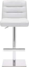 Lamboro Luscious Deluxe Real Leather Breakfast Bar Stool, Chrome Footrest, Adjustable Swivel Gas Lift, Home Bar & Kitchen Barstool, White - thumbnail 2