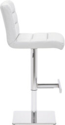 Lamboro Luscious Deluxe Real Leather Breakfast Bar Stool, Chrome Footrest, Adjustable Swivel Gas Lift, Home Bar & Kitchen Barstool, White - thumbnail 3