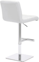 Lamboro Luscious Deluxe Real Leather Breakfast Bar Stool, Chrome Footrest, Adjustable Swivel Gas Lift, Home Bar & Kitchen Barstool, White - thumbnail 4