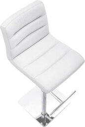 Lamboro Luscious Deluxe Real Leather Breakfast Bar Stool, Chrome Footrest, Adjustable Swivel Gas Lift, Home Bar & Kitchen Barstool, White - thumbnail 6