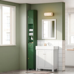 Sobuy Bzr34-Ii-Sy,tall Bathroom Storage Cabinet - Slim Bathroom Unit,compact Bathroom Furniture, Dark Green,w20Xd20Xh180 - thumbnail 5