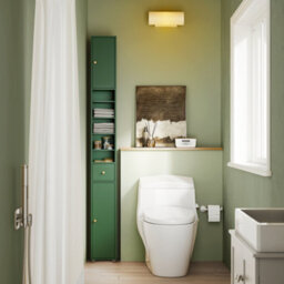 Sobuy Bzr34-Ii-Sy,tall Bathroom Storage Cabinet - Slim Bathroom Unit,compact Bathroom Furniture, Dark Green,w20Xd20Xh180 - thumbnail 2