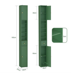 Sobuy Bzr34-Ii-Sy,tall Bathroom Storage Cabinet - Slim Bathroom Unit,compact Bathroom Furniture, Dark Green,w20Xd20Xh180 - thumbnail 3