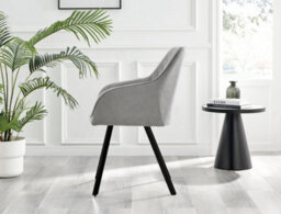 Furniturebox Set Of 2 Dining Chairs - Falun Modern Dining Chairs - Grey Fabric Black Leg Dining Chairs - Kitchen Dining Room Chairs - thumbnail 5
