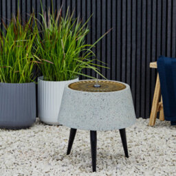 Ivyline Solis Water Feature On Black Legs With Light Display In Terrazzo And Brass - thumbnail 2