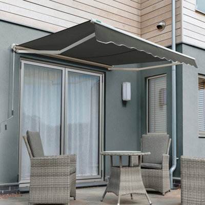 Primrose Awnings 3.5M X 2.5M Retractable Manual Half Cassette Charcoal Awning Outdoor Patio Canopy - image 1